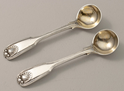 Indian Colonial Silver Salt Spoons (Pair) - Hamilton & Co, Calcutta